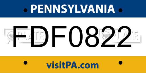 FDF0822 Pennsylvania License Plate