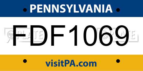 FDF1069 Pennsylvania License Plate