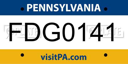 FDG0141 Pennsylvania License Plate