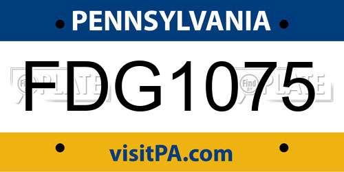 FDG1075 Pennsylvania License Plate