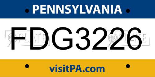 FDG3226 Pennsylvania License Plate