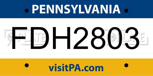 FDH2803 Pennsylvania License Plate