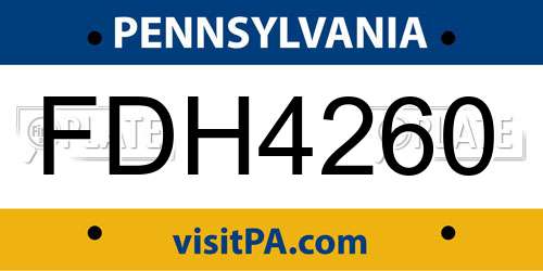 FDH4260 Pennsylvania License Plate