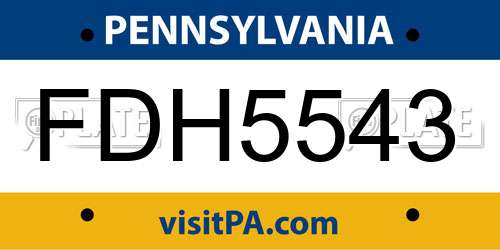 FDH5543 Pennsylvania License Plate