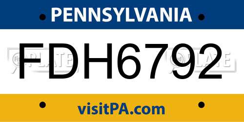 FDH6792 Pennsylvania License Plate