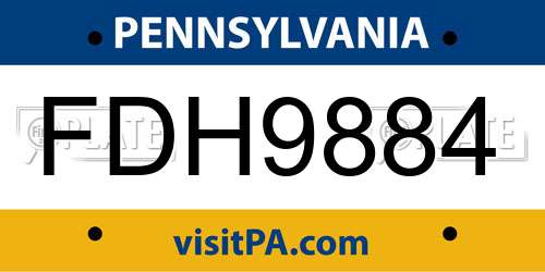 FDH9884 Pennsylvania License Plate