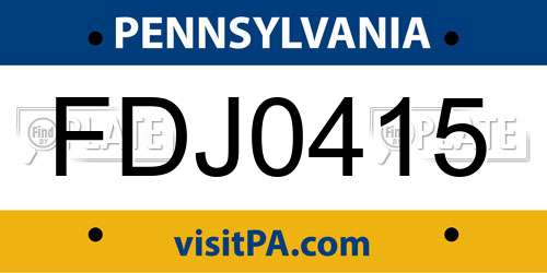 FDJ0415 Pennsylvania License Plate
