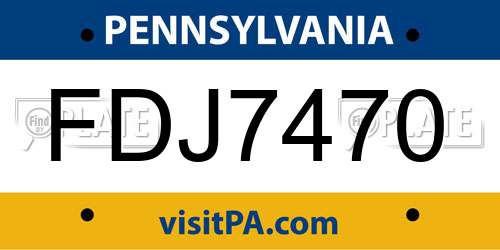 FDJ7470 Pennsylvania License Plate