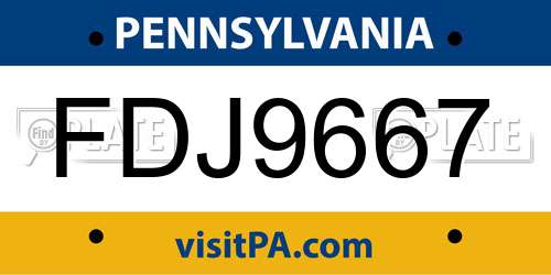 FDJ9667 Pennsylvania License Plate