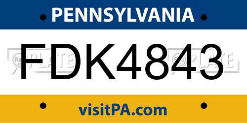 FDK4843 Pennsylvania License Plate