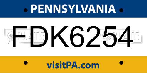 FDK6254 Pennsylvania License Plate