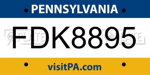 FDK8895 Pennsylvania License Plate