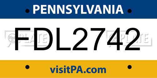 FDL2742 Pennsylvania License Plate