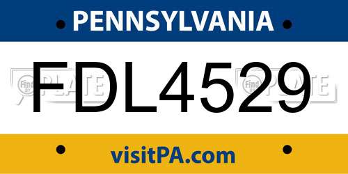 FDL4529 Pennsylvania License Plate