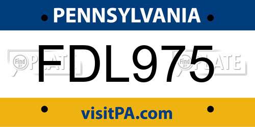 FDL975 Pennsylvania License Plate
