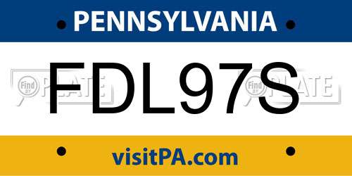 FDL97S Pennsylvania License Plate