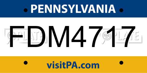 FDM4717 Pennsylvania License Plate