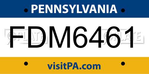 FDM6461 Pennsylvania License Plate