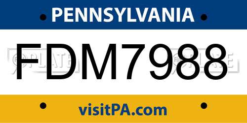 FDM7988 Pennsylvania License Plate