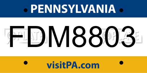 FDM8803 Pennsylvania License Plate