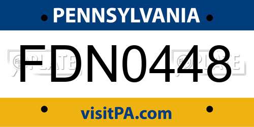 FDN0448 Pennsylvania License Plate