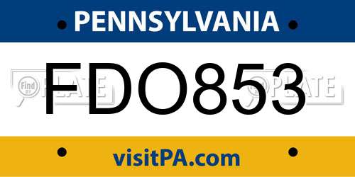 FDO853 Pennsylvania License Plate