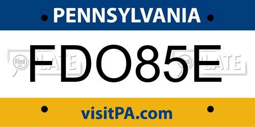 FDO85E Pennsylvania License Plate