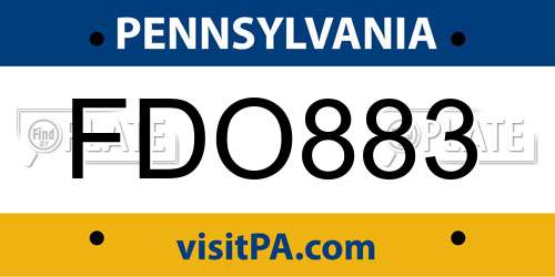 FDO883 Pennsylvania License Plate