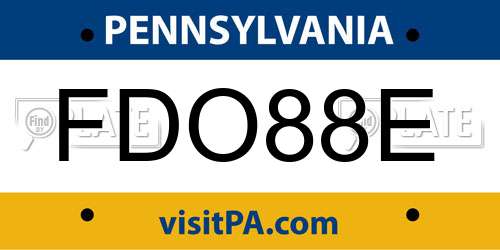 FDO88E Pennsylvania License Plate