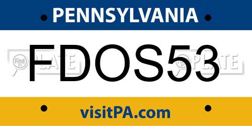 FDOS53 Pennsylvania License Plate