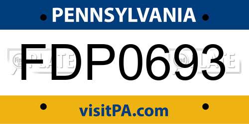 FDP0693 Pennsylvania License Plate