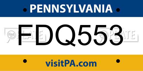 FDQ553 Pennsylvania License Plate
