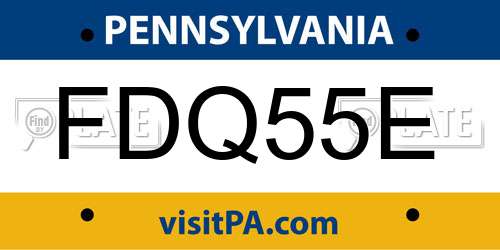 FDQ55E Pennsylvania License Plate