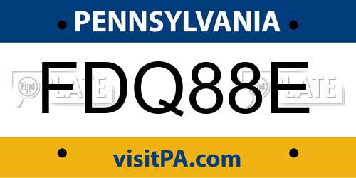 FDQ88E Pennsylvania License Plate