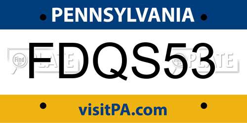 FDQS53 Pennsylvania License Plate
