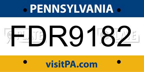 FDR9182 Pennsylvania License Plate
