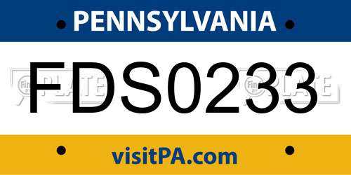 FDS0233 Pennsylvania License Plate
