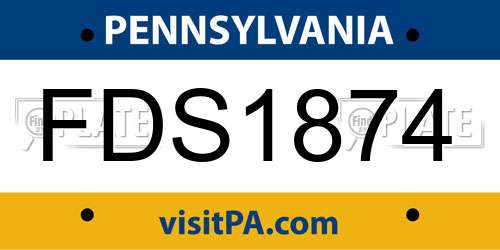 FDS1874 Pennsylvania License Plate