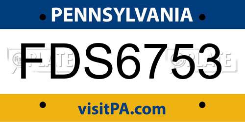 FDS6753 Pennsylvania License Plate