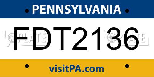 FDT2136 Pennsylvania License Plate