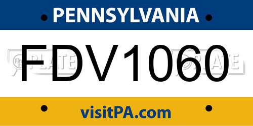 FDV1060 Pennsylvania License Plate