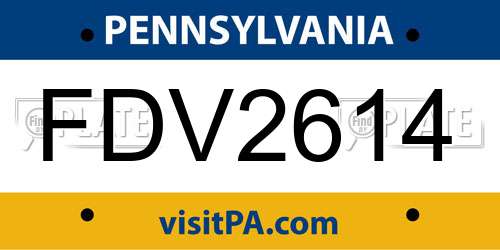 FDV2614 Pennsylvania License Plate