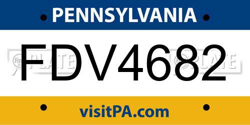 FDV4682 Pennsylvania License Plate