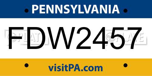 FDW2457 Pennsylvania License Plate