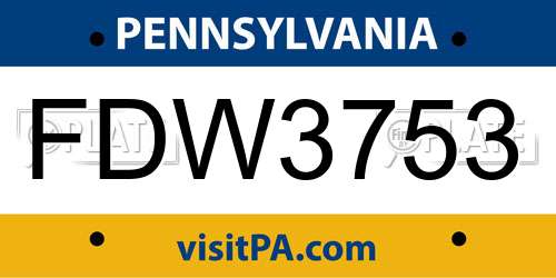 FDW3753 Pennsylvania License Plate