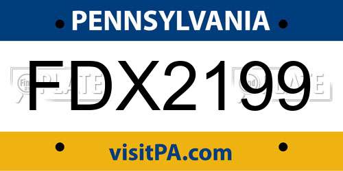 FDX2199 Pennsylvania License Plate
