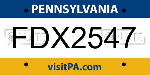 FDX2547 Pennsylvania License Plate