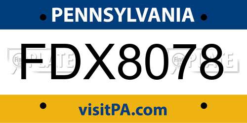 FDX8078 Pennsylvania License Plate