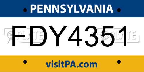 FDY4351 Pennsylvania License Plate