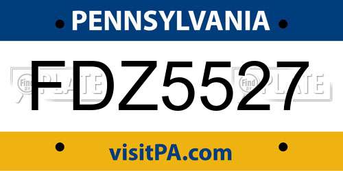 FDZ5527 Pennsylvania License Plate